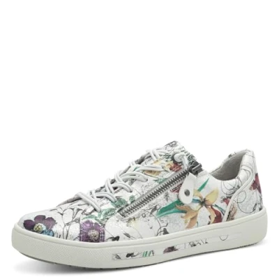 Afbeelding van Jana Sneakers laag, Dames, Maat: 40, White flower Imitatieleer/ textiel