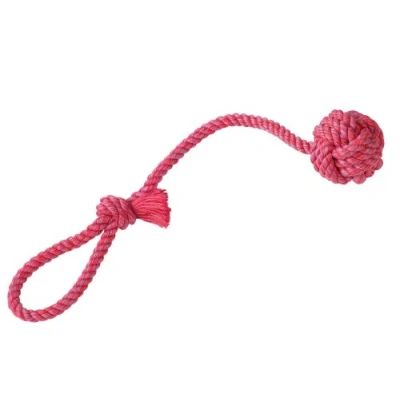 Afbeelding van Nobby trektouw met bal katoen Roze Blauw Geel 85 x 57 cm