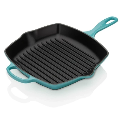 Afbeelding van Le Creuset Gietijzeren Vierkante Grillpan In Caribbean Blue 26cm