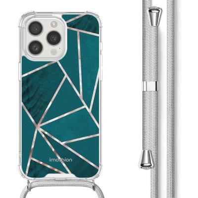 Afbeelding van iMoshion Hoesje Geschikt voor iPhone 15 Pro met Koord Design Meerkleurig / Petrol Green Graphic