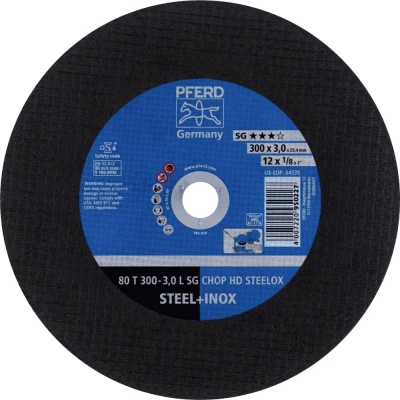 Afbeelding van PFERD 80 T 300 3,0 L SG CHOP HD STEELOX/25,4 66323082 Doorslijpschijf recht mm 20 stuk(s) RVS, Getemperd staal, Staal
