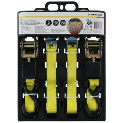Afbeelding van Dunlop Spanband met Ratel 4 Stuks 5 M tot 150 KG Geel