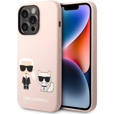 Afbeelding van Karl Lagerfeld KLHMP14XSSKCI iPhone 14 Pro Max 6.7 hardcase lichtroze/lichtroze Siliconen &amp; Choupette Magsafe