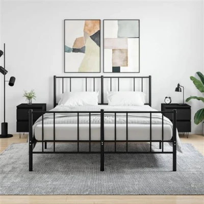 Afbeelding van Nachtkastjes 2 st 40x35x50 cm bewerkt hout zwart