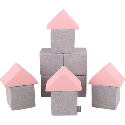 Afbeelding van KiddyMoon foam blokjes voor baby zachte blokken 12 stuks speelgoed montessori met en veel plezier kinderen, made in the eu, mix: lichtgrijs roze