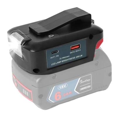 Afbeelding van Adp05 Batterij Adapter Power Source Werklicht Converter voor Bosch 18V met een paar USB telefoonladerinterface DC draadloze zaklamp