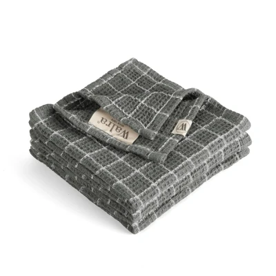 Afbeelding van Walra Vaatdoek Katoen Dry with Cubes 3x 30x30 Off Black