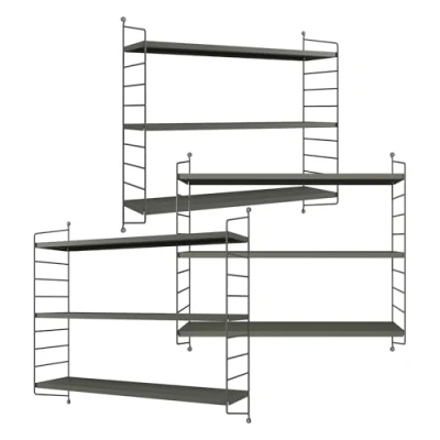 Afbeelding van Wandplank Strängnäs set van 3 verstelbaar 50x60x15 cm antracietgrijs [en.casa]