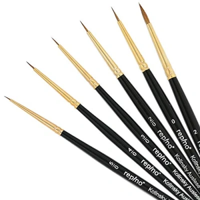 Afbeelding van Kolinsky Kunstenaarspenset, fijn rood marterhaar (maten 5/0, 4/0, 3/0, 2/0, 0 en 2) voor acryl, aquarel, aquarel