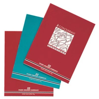 Image de Conquerant Cahier Piqures Grand Carreaux 17x22 32p 4mm 90g