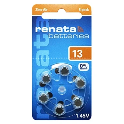 Afbeelding van Renata Knoopcel ZA13 1.4 V 6 stuk(s) 305 mAh Zink lucht Hearing Aid PR48