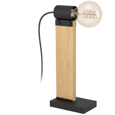 Afbeelding van EGLO Bailrigg Tafellamp E27 33 cm Zwart/Bruin Hout/Staal