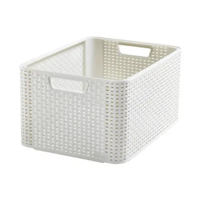 Afbeelding van CURVER Style grote rechthoekige opbergmand, doos, kunststof, wit, 30 l