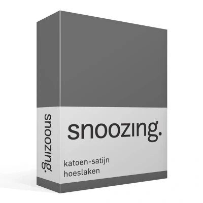 Afbeelding van Snoozing Katoen satijn Hoeslaken Tweepersoons 140x220 cm Antraciet