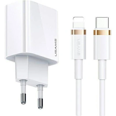 Afbeelding van USAMS USB C naar Lightning 20W Snellader Kabel en Stekker 1.2m