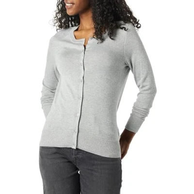Image de Amazon Essentials Gilet Col Rond Léger (Grandes Tailles Disponibles) Women&#039;s, Gris Chiné, XL