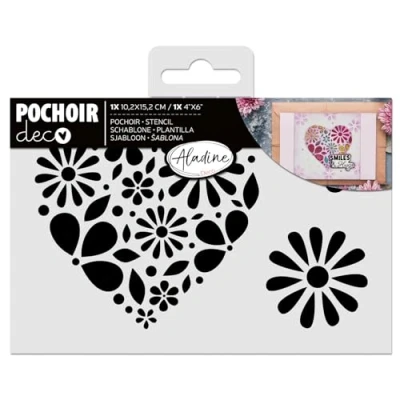 Afbeelding van Aladine Sjabloon Hart Bloemen 15 x 10 cm voor alle oppervlakken Vilt, Schilderij, Airbrush Tekening 81271