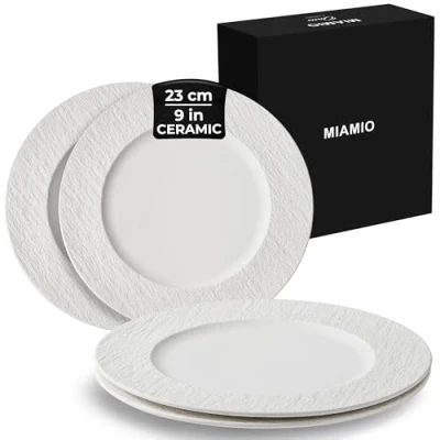 Afbeelding van MIAMIO 23 cm, 4 delige serviesset van keramiek moderne borden, magnetron en vaatwasmachinebestendig collectie Oasis