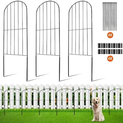 Image de VEVOR Clôture de Jardin en Métal, 61x33 cm, Lot 28, Barrière Robuste pour Animaux, Espacement Pointes 5,08 cm Métallique Décorative Chien Cour Terrasse Extérieur