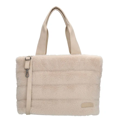 Afbeelding van Zebra Trends Emma Shopper Schoudertas Crossbodytas Bont Fur Tote Bag Crème
