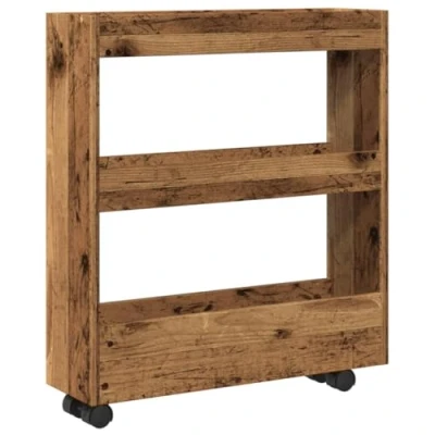 Afbeelding van vidaXL Opbergtrolley smal 3 laags bewerkt hout oud houtkleurig