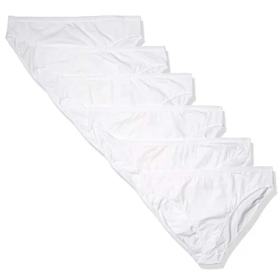 Image de Amazon Essentials Culotte en coton à jambe échancrée (grandes tailles disponibles) Women&#039;s, Pack of 6, Blanc, 46
