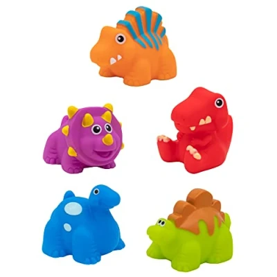 Afbeelding van Idena 40617 5 stuks kinderbadspeelgoed met dinosaurusmotief in heldere kleuren