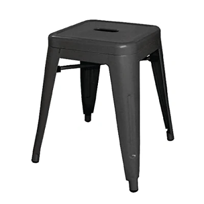 Afbeelding van Bolero Bistro gegalvaniseerd stalen lage kruk zwart (4 stuks)