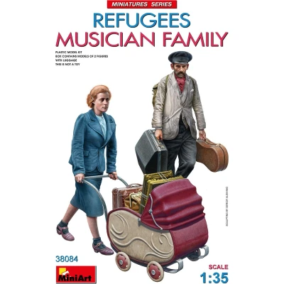 Afbeelding van 1:35 MiniArt 38084 Vluchtelingen Muzikanten Familie 2 Figuren Plastic Modelbouwpakket