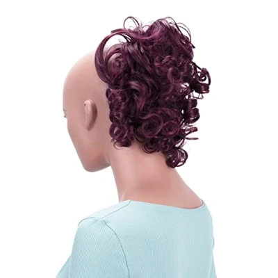 Afbeelding van CAISHA Haarstukje scrunchie Updo Volumineus Bun Slordig Krullend Wijnrood G16L