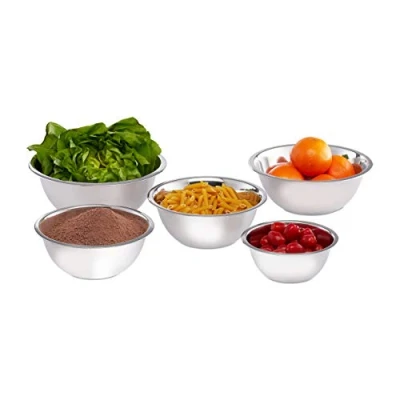Afbeelding van Relaxdays Mengkom set 5 delig beslagkom slakom schaal keuken accessoires