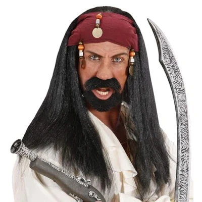 Afbeelding van Widmann Piratenhaarpruik met bandana en parels