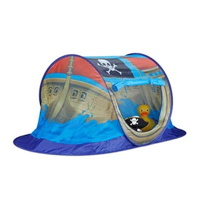 Afbeelding van Relaxdays speeltent piratenschip voor jongens pop up kindertent binnen &amp; buiten