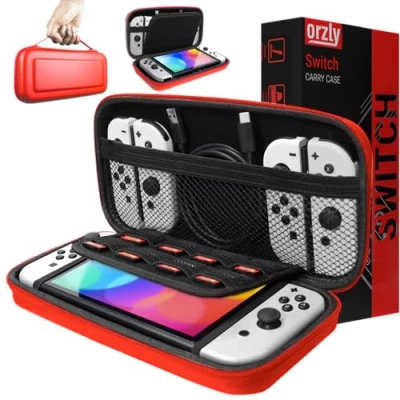 Afbeelding van Orzly Draagtas compatibel met Nintendo Switch en nieuwe OLED console, draagbare beschermende reisdraagtas vakken voor accessoires games