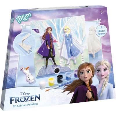 Afbeelding van Disney Frozen Totum knutselset canvas schilderijtje maken gips gieten en verven home deco