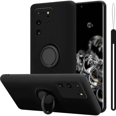 Afbeelding van Cadorabo Hoesje geschikt voor Samsung Galaxy S20 ULTRA in LIQUID ZWART Beschermhoes van flexibel TPU silicone Case Cover met ring