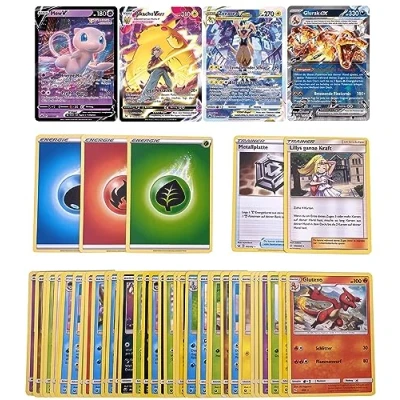 Afbeelding van 30 stuks Duitse Pokémon kaarten, originele kaarten met V, VMAX, VSTAR of EX kaart, Holos, individueel kaartspel compatibel samengesteld door geco
