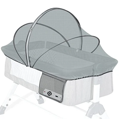 Afbeelding van Orzbow Universeel vliegengaas voor babybed met ritssluiting, robuust en duurzaam stevige houder, gemakkelijk toegankelijk, zijvak (donkergrijs)