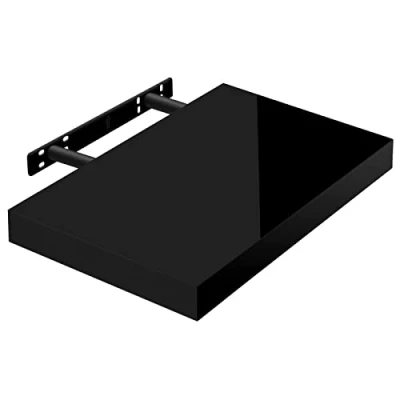 Afbeelding van WOLTU Volato RG9476sz zwevend wandrek voor cd/dvd en boek, van hout, zwart, glanzend, 40 x 22,9 3,8 cm