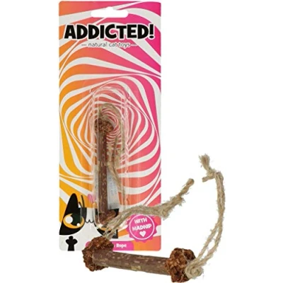 Afbeelding van Addicted Stick with Rope Kattenspeeltje gemaakt Met Madnip Kattenkruid 9,5 x ø 1 cm