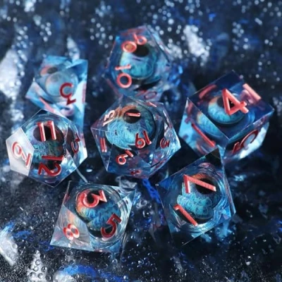 Afbeelding van DND D&amp;D drakenoog dobbelstenen set van polyhedraal hars met scherpe randen voor kerkers en draken RPG MTG Pathfinder D4 D6 D8 D10 D% D12 D20 geschenkdoos
