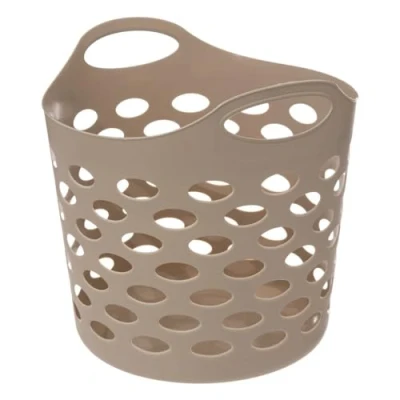 Afbeelding van 5Five Flexibele wasmand/opbergmand rond beige 28 liter D39 x H54 cm