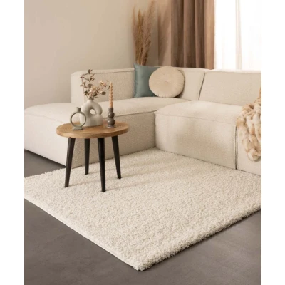 Afbeelding van Vierkant Hoogpolig Vloerkleed Shaggy Trend Effen Ivoor 160x160 Cm