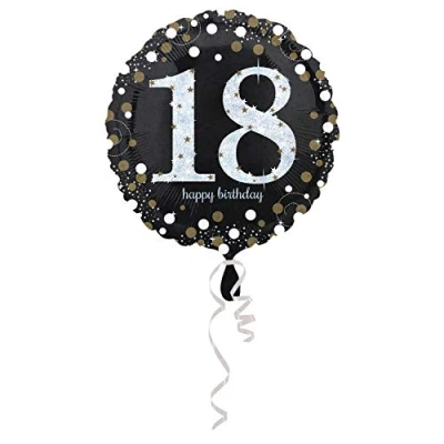 Afbeelding van Folie ballon Sparkling zilver goud 18 jaar.