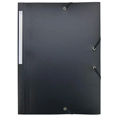 Afbeelding van Waytex Elastisch map, 3 kleppen, polypropyleen, 4,5/10, zacht en ondoorzichtig, A4, zwart