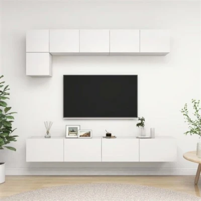 Afbeelding van vidaXL 5 delige Tv meubelset bewerkt hout wit