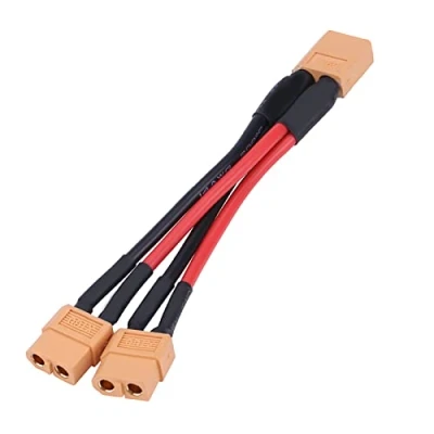 Afbeelding van Wakects XT60 parallelle kabel, batterijconnectoradapter, Y splitter verlengkabel voor RC Lipo (1 tot 2 stopcontacten) stekker en vrouwelijk) (M)