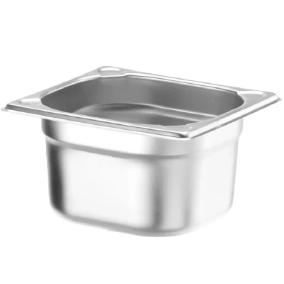 Afbeelding van HENDI Gastronorm bak, GN 1/6, hittebestendigheid 40 C tot 300 C, te gebruiken in convectieovens, koelkasten, waterbaden, chafing schijven, 1,6 l, 176 x 162 100 mm, roestvrij staal