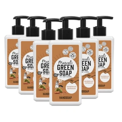 Afbeelding van 6x Marcel&#039;s Green Soap Handzeep Sandelhout &amp; Kardemom 250 ml