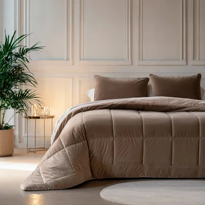 Afbeelding van Sleeptime 2 in 1 Velvet Dekbed zonder Overtrek 240 x 200 Taupe/Grijs